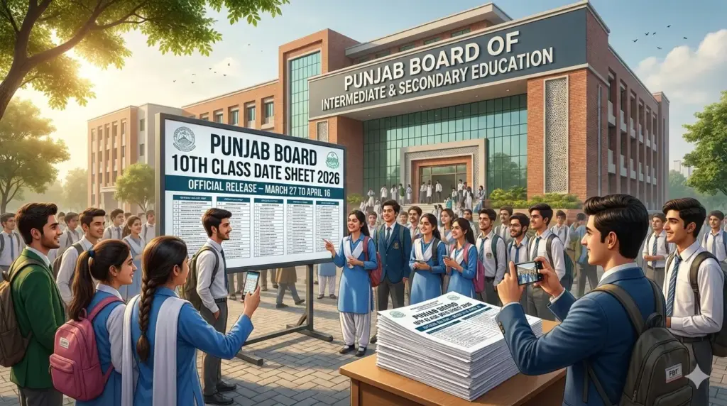 Punjab Board 10th Class Date Sheet 2026 pdf