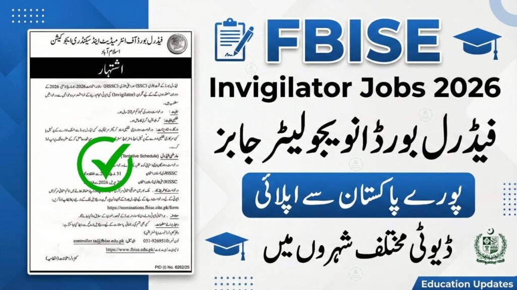 FBISE Invigilator Jobs 2026